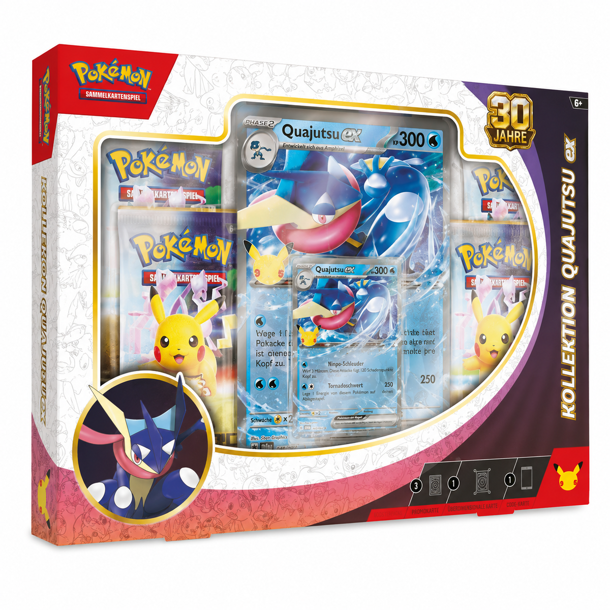 Pokémon 30 Jahre Quajutsu-ex-Kollektion – Promokarte & 4 Boosterpacks | Chaseforge