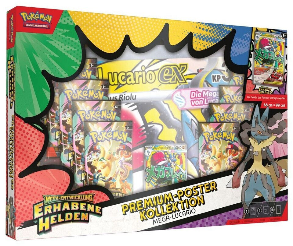 Pokémon Premium-Poster-Kollektion Mega-Entwicklung – Mega-Lucario | 10 Boosterpacks + Poster | Chaseforge